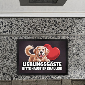 Lieblingsgäste bitte Haustier kraulen! Fußmatte in 35x50 cm fröhlicher Hund