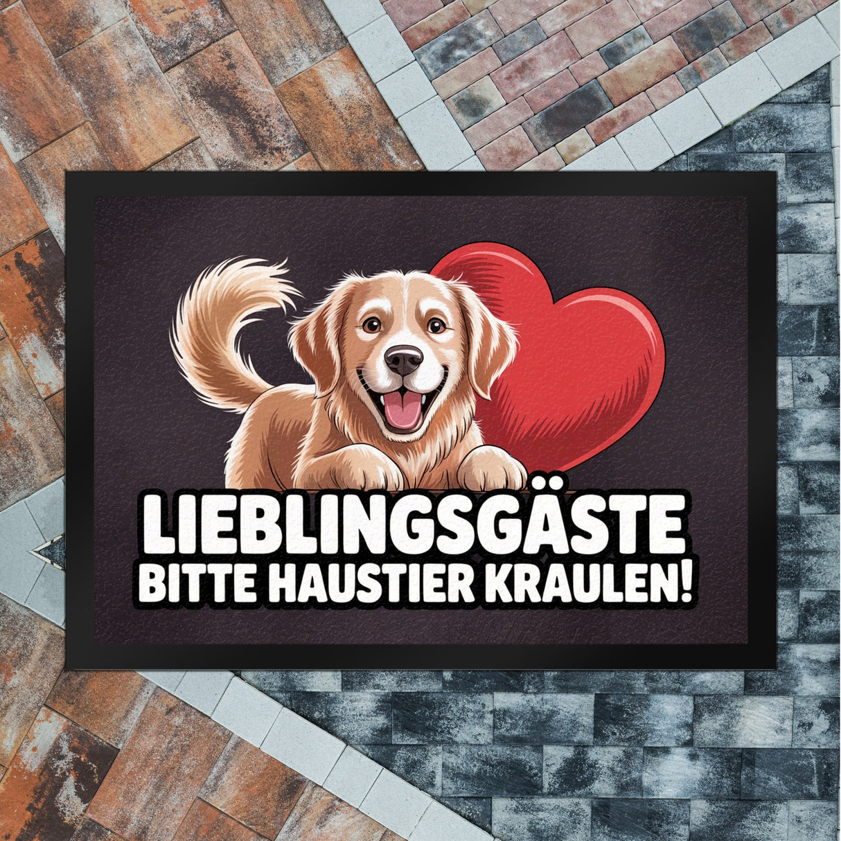 Lieblingsgäste bitte Haustier kraulen! Fußmatte in 35x50 cm fröhlicher Hund