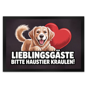 Lieblingsgäste bitte Haustier kraulen! Fußmatte in 35x50 cm fröhlicher Hund