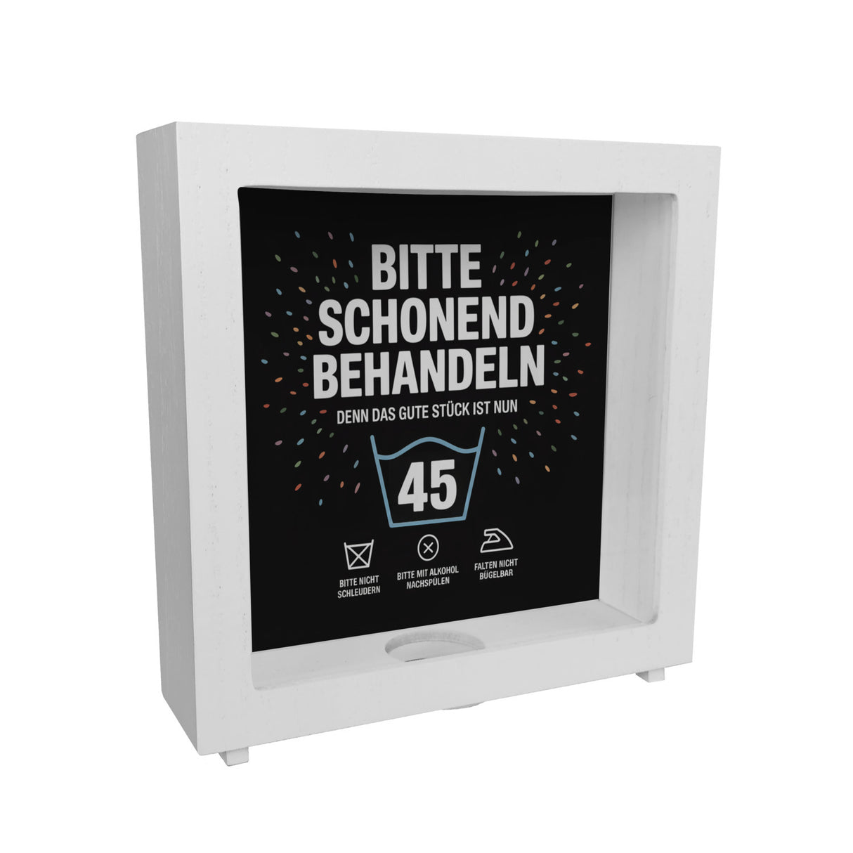 Wäschepflegeetikett Spardose bitte schonend behandeln wird 45