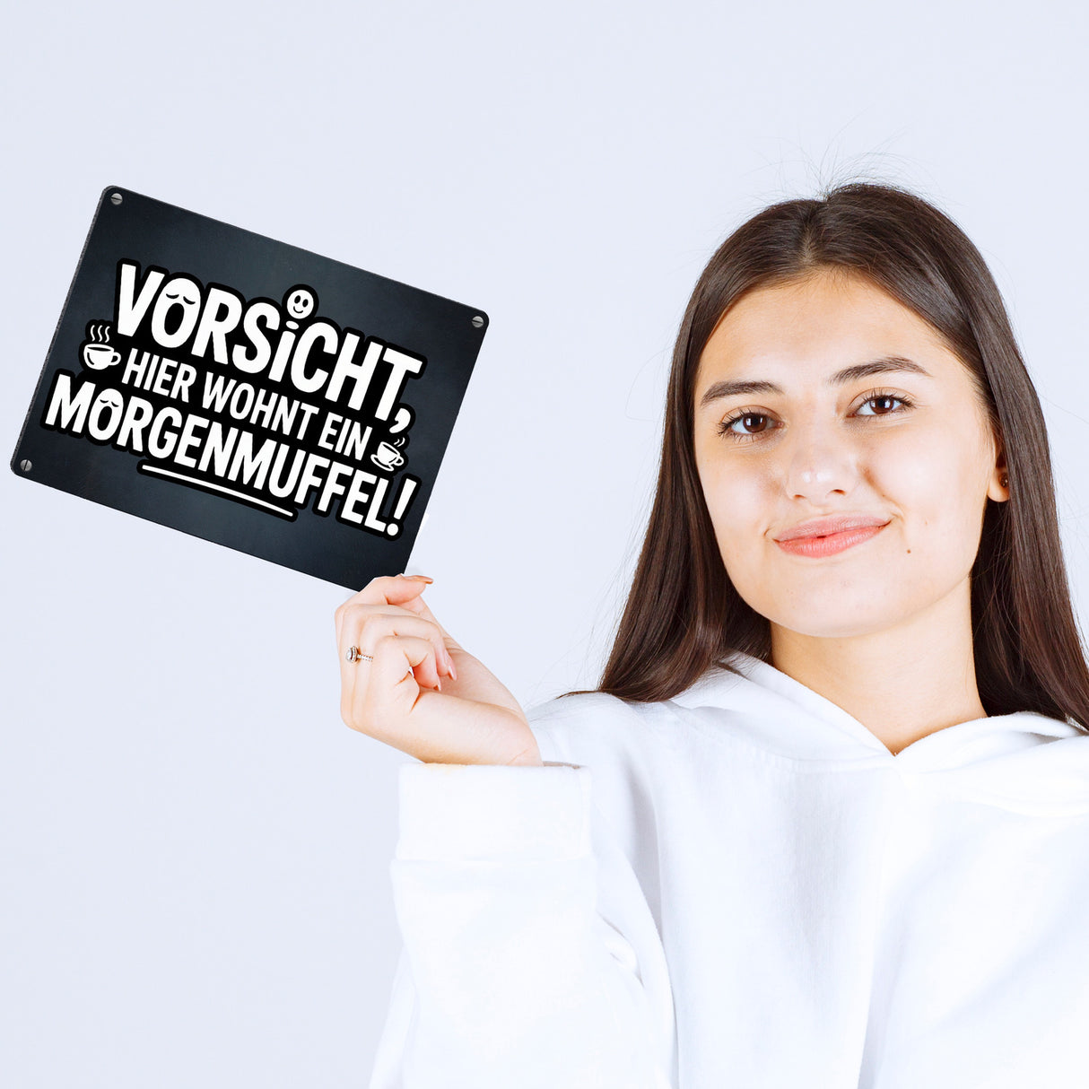 Vorsicht, hier wohnt ein Morgenmuffel! Metallschild in 15x20 cm Humor