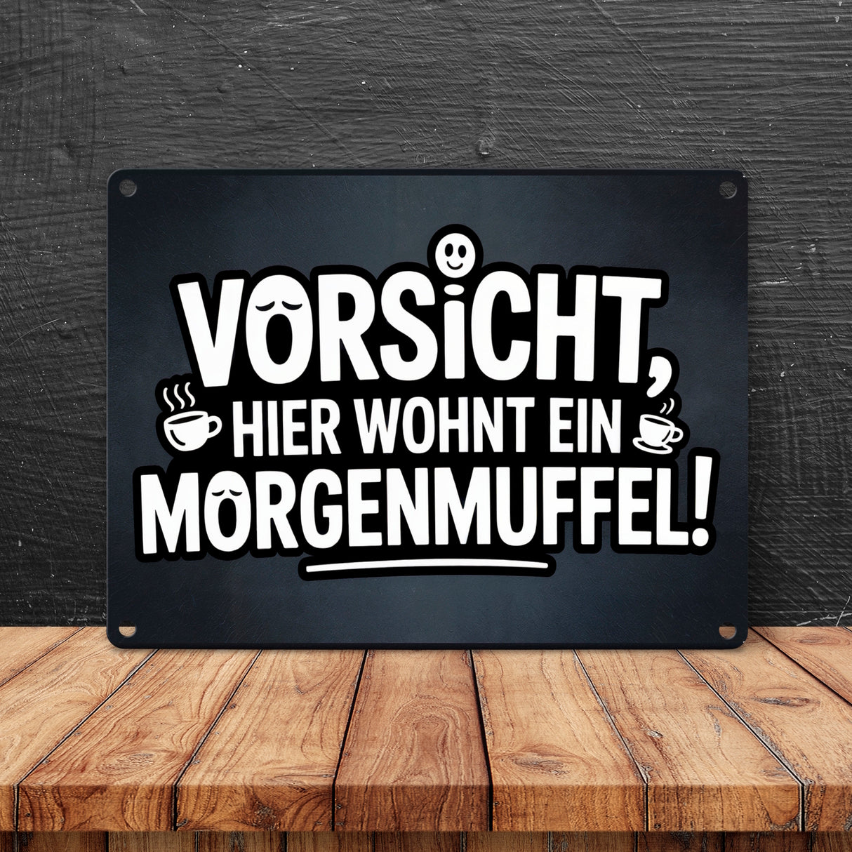 Vorsicht, hier wohnt ein Morgenmuffel! Metallschild in 15x20 cm Humor