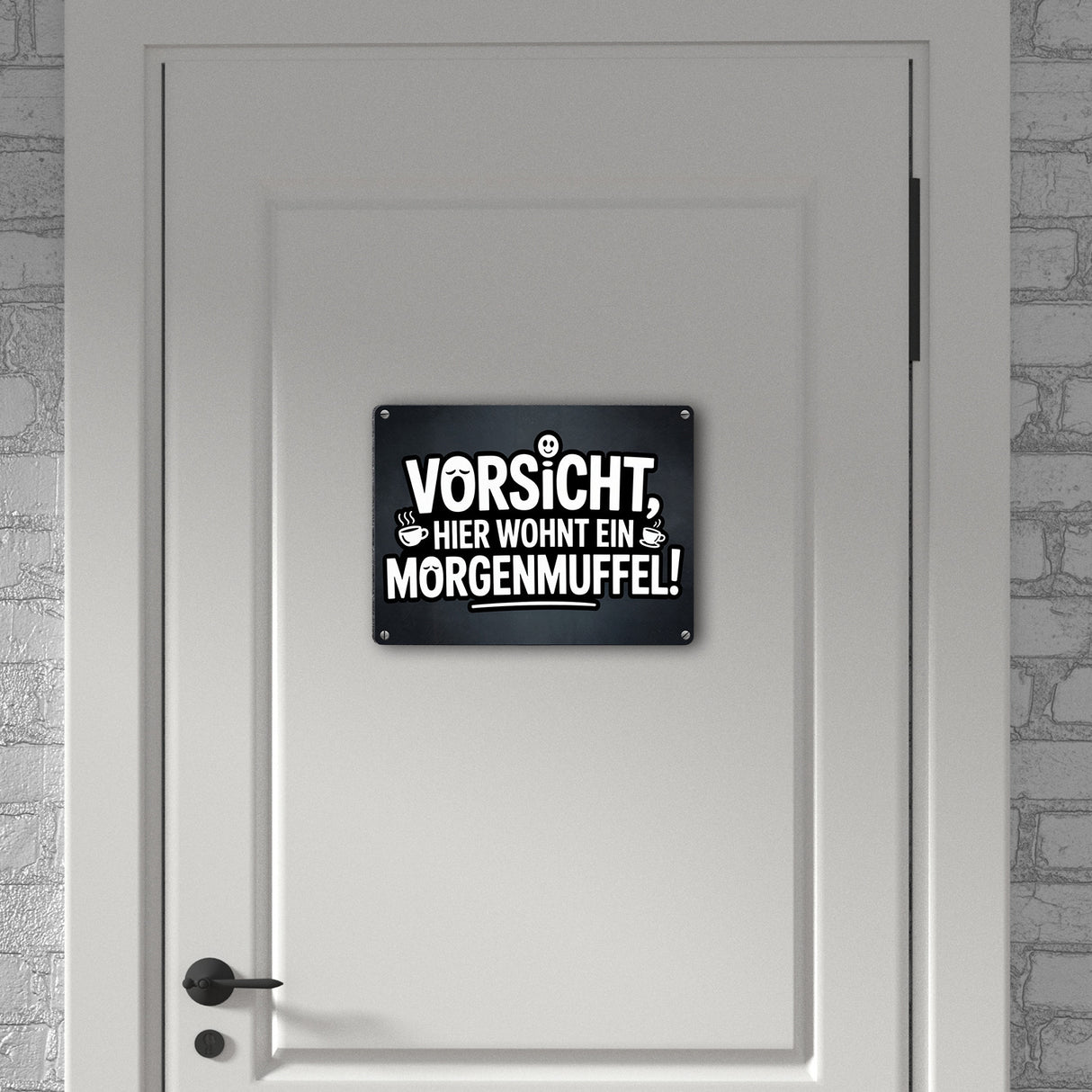 Vorsicht, hier wohnt ein Morgenmuffel! Metallschild in 15x20 cm Humor