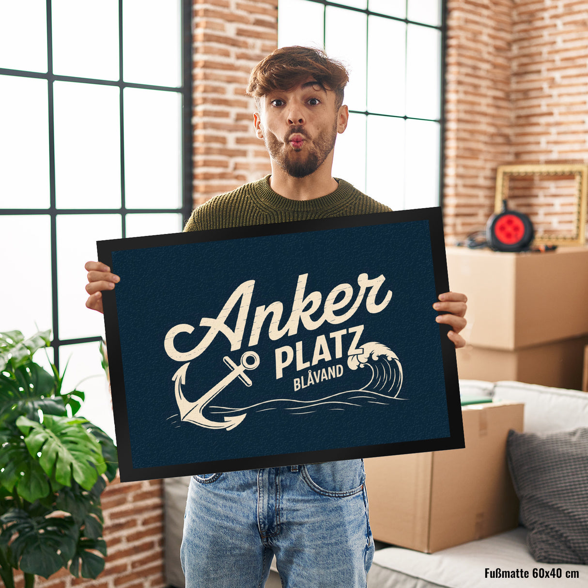 Anker Platz Blåvand Fußmatte in 35x50 cm mit Vintage-Nautik-Design