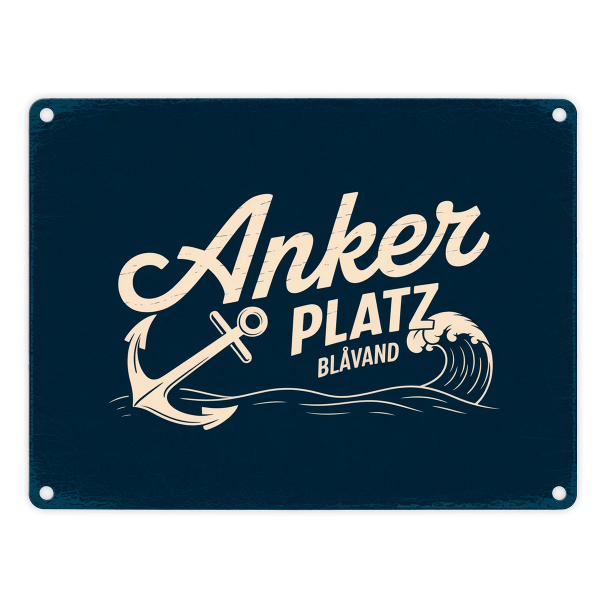 Anker Platz Blåvand Metallschild in 15x20 cm mit Vintage-Nautik-Design