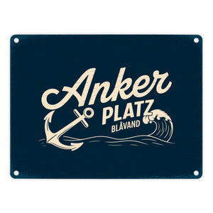 Anker Platz Blåvand Metallschild in 15x20 cm mit Vintage-Nautik-Design