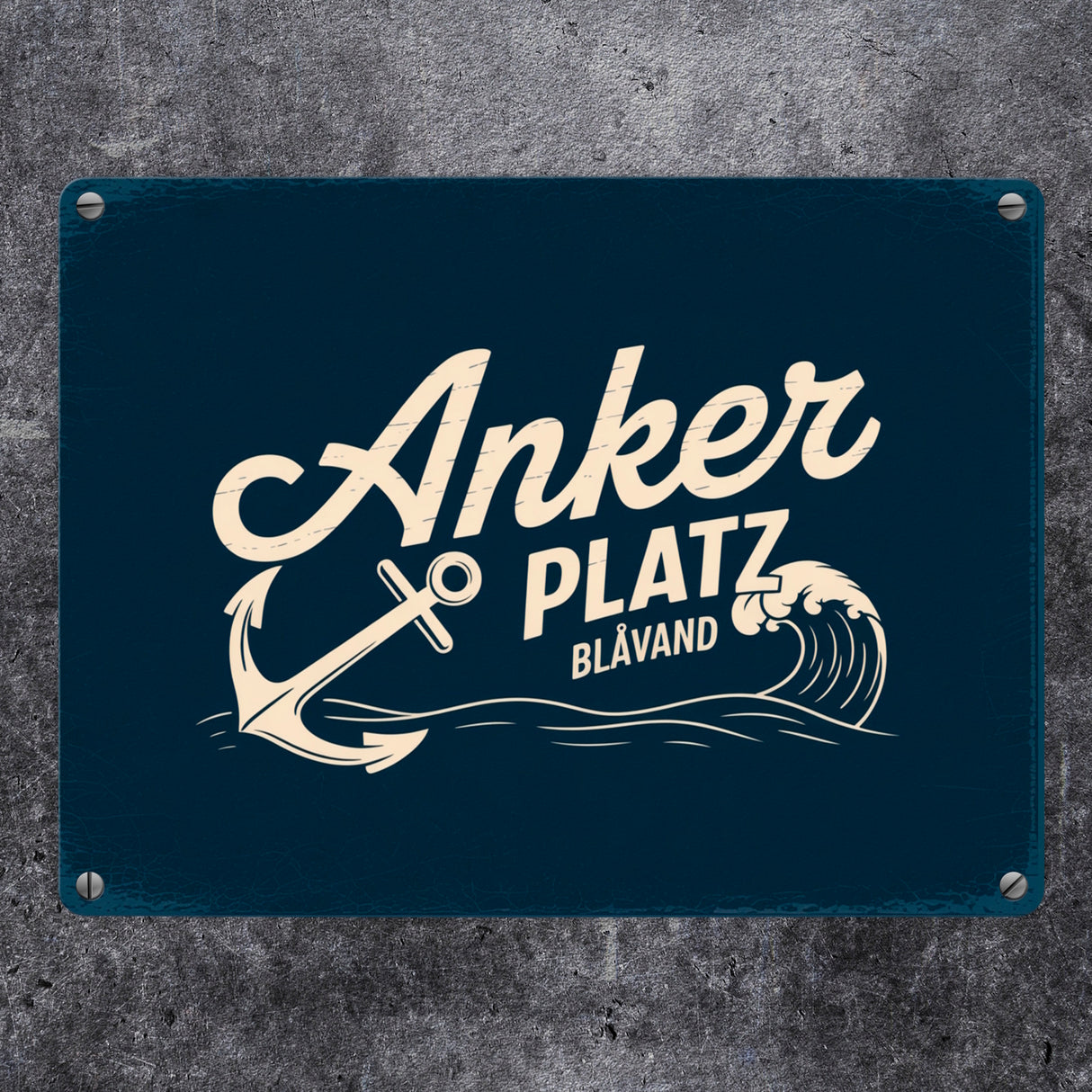 Anker Platz Blåvand Metallschild in 15x20 cm mit Vintage-Nautik-Design