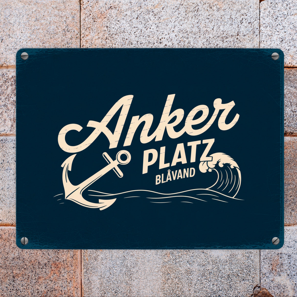 Anker Platz Blåvand Metallschild in 15x20 cm mit Vintage-Nautik-Design