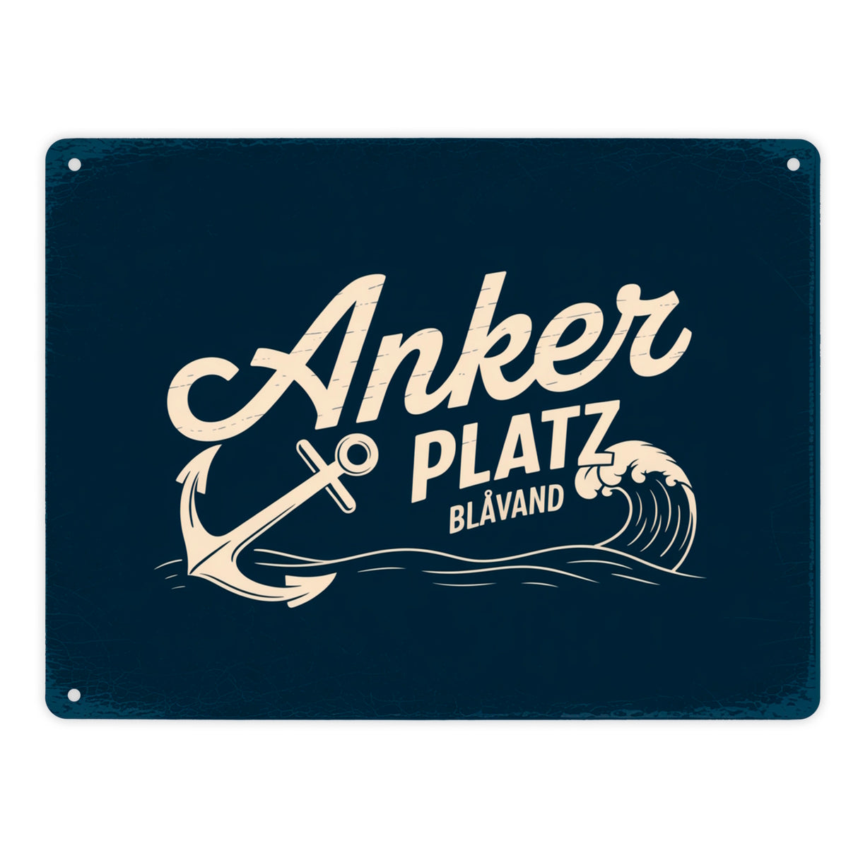 Anker Platz Blåvand Metallschild in 15x20 cm mit Vintage-Nautik-Design