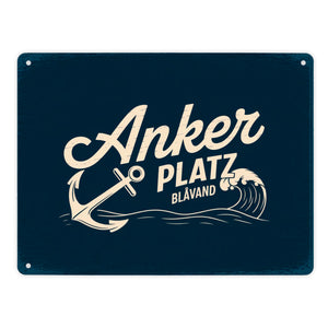 Anker Platz Blåvand Metallschild in 15x20 cm mit Vintage-Nautik-Design