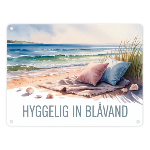 HYGGELIG IN BLÅVAND Nordseeküste Metallschild in 15x20 cm
