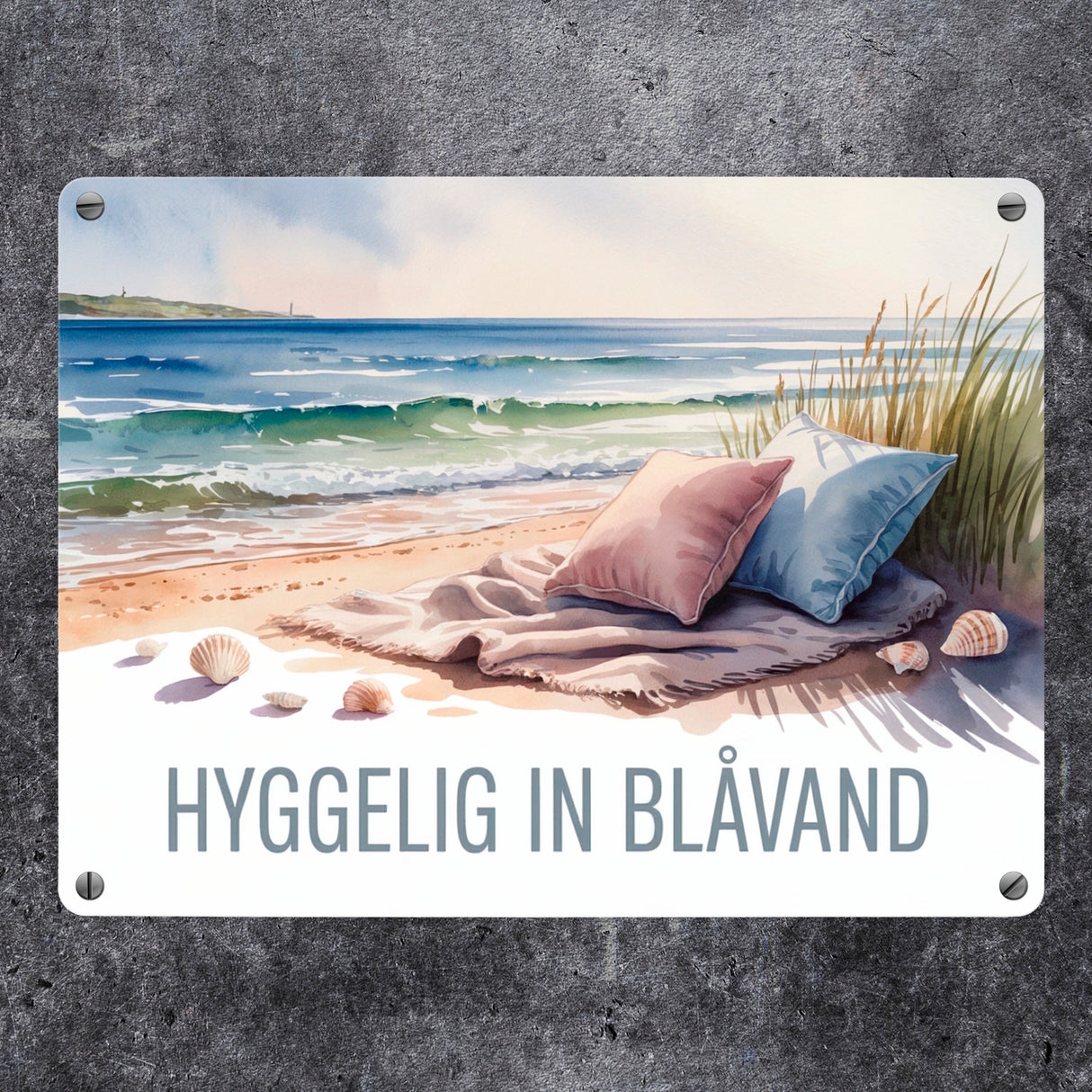 HYGGELIG IN BLÅVAND Nordseeküste Metallschild in 15x20 cm