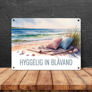 HYGGELIG IN BLÅVAND Nordseeküste Metallschild in 15x20 cm