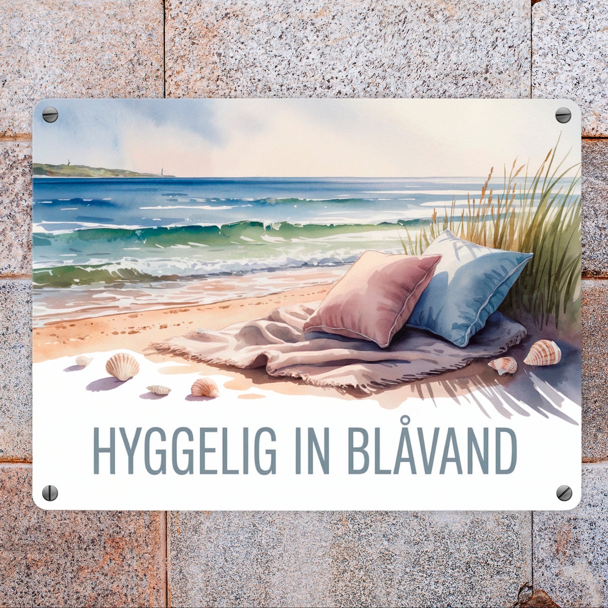 HYGGELIG IN BLÅVAND Nordseeküste Metallschild in 15x20 cm
