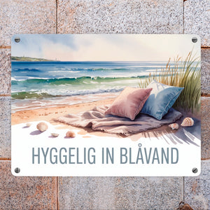 HYGGELIG IN BLÅVAND Nordseeküste Metallschild in 15x20 cm