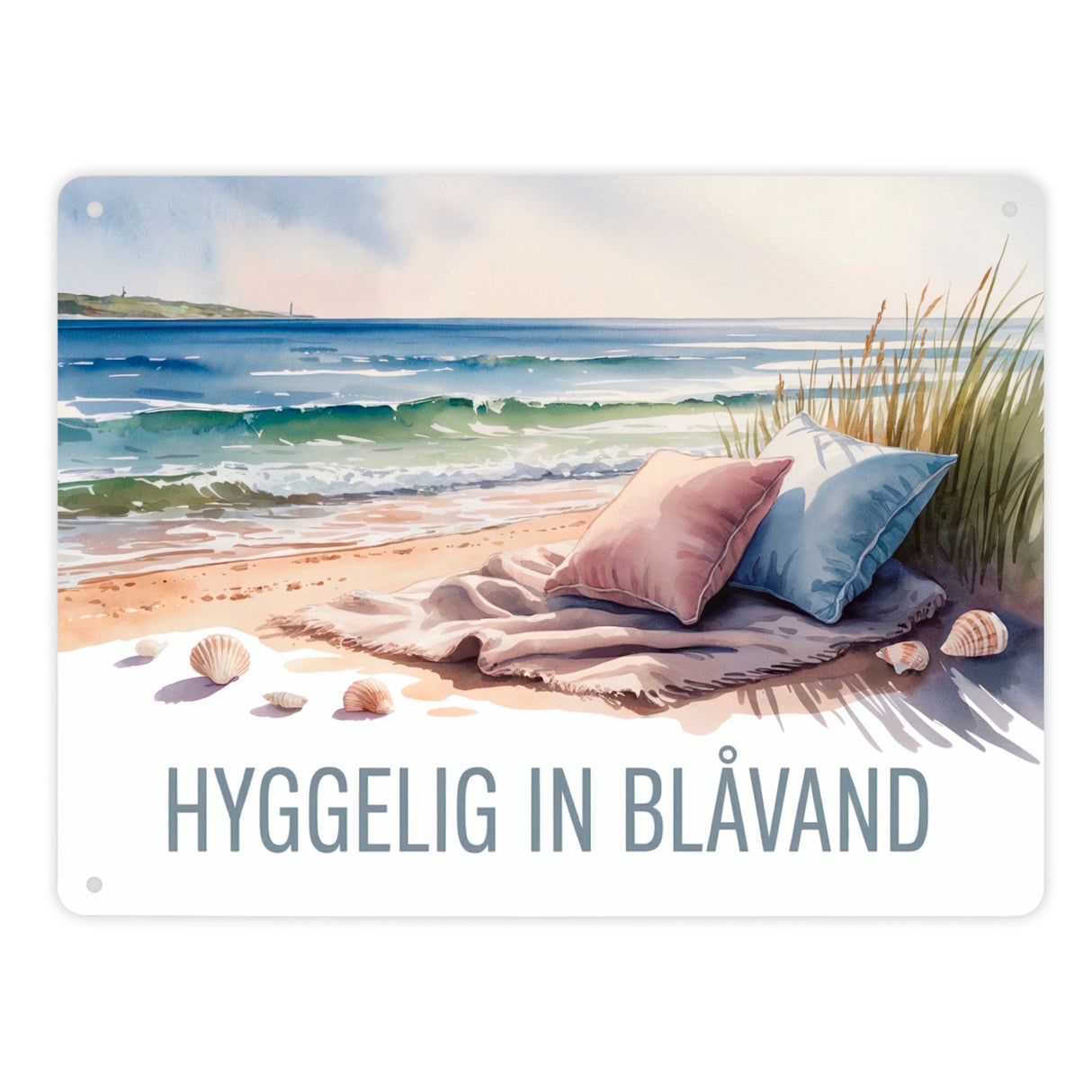 HYGGELIG IN BLÅVAND Nordseeküste Metallschild in 15x20 cm