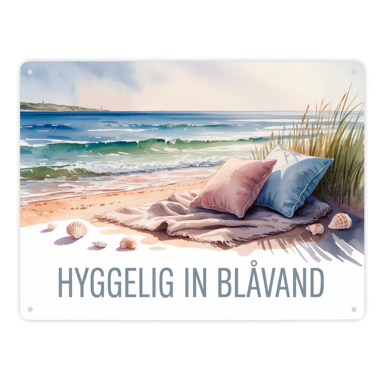 HYGGELIG IN BLÅVAND Nordseeküste Metallschild in 15x20 cm