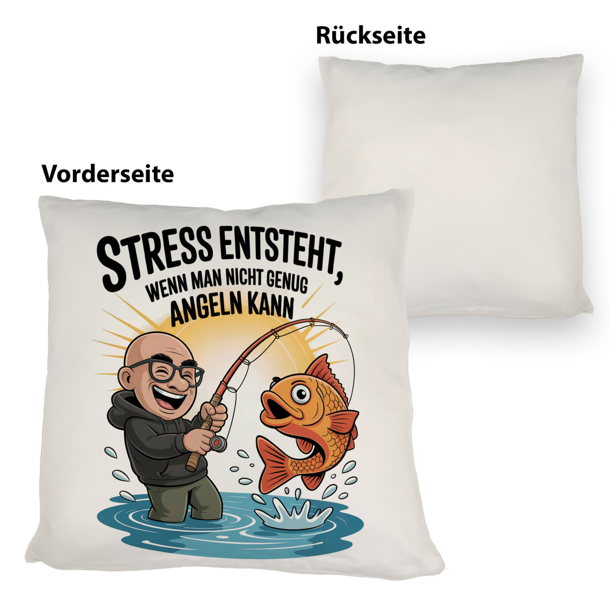 Fröhlicher Angler Spruch Kissen für Angelfans