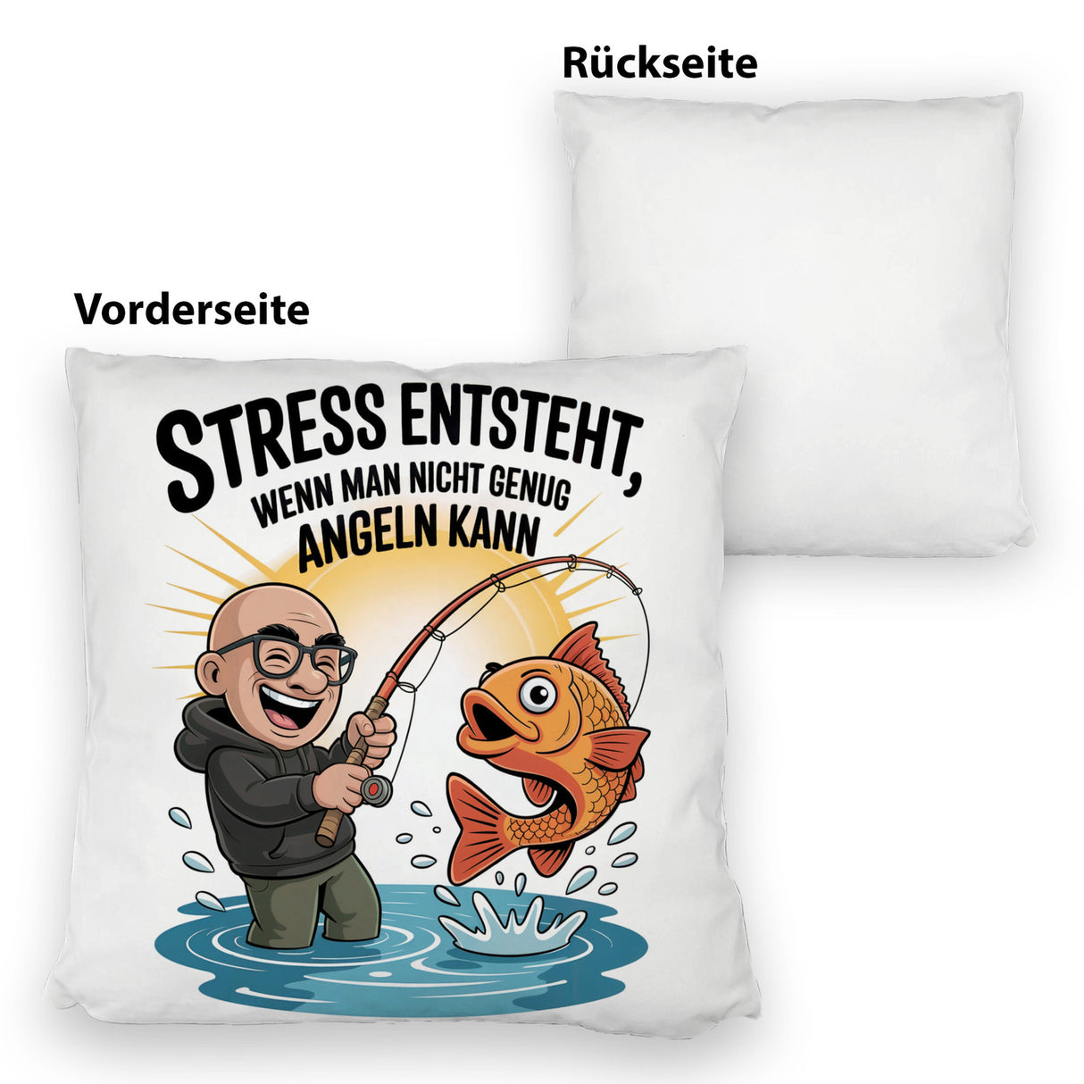 Fröhlicher Angler Spruch Kissen für Angelfans