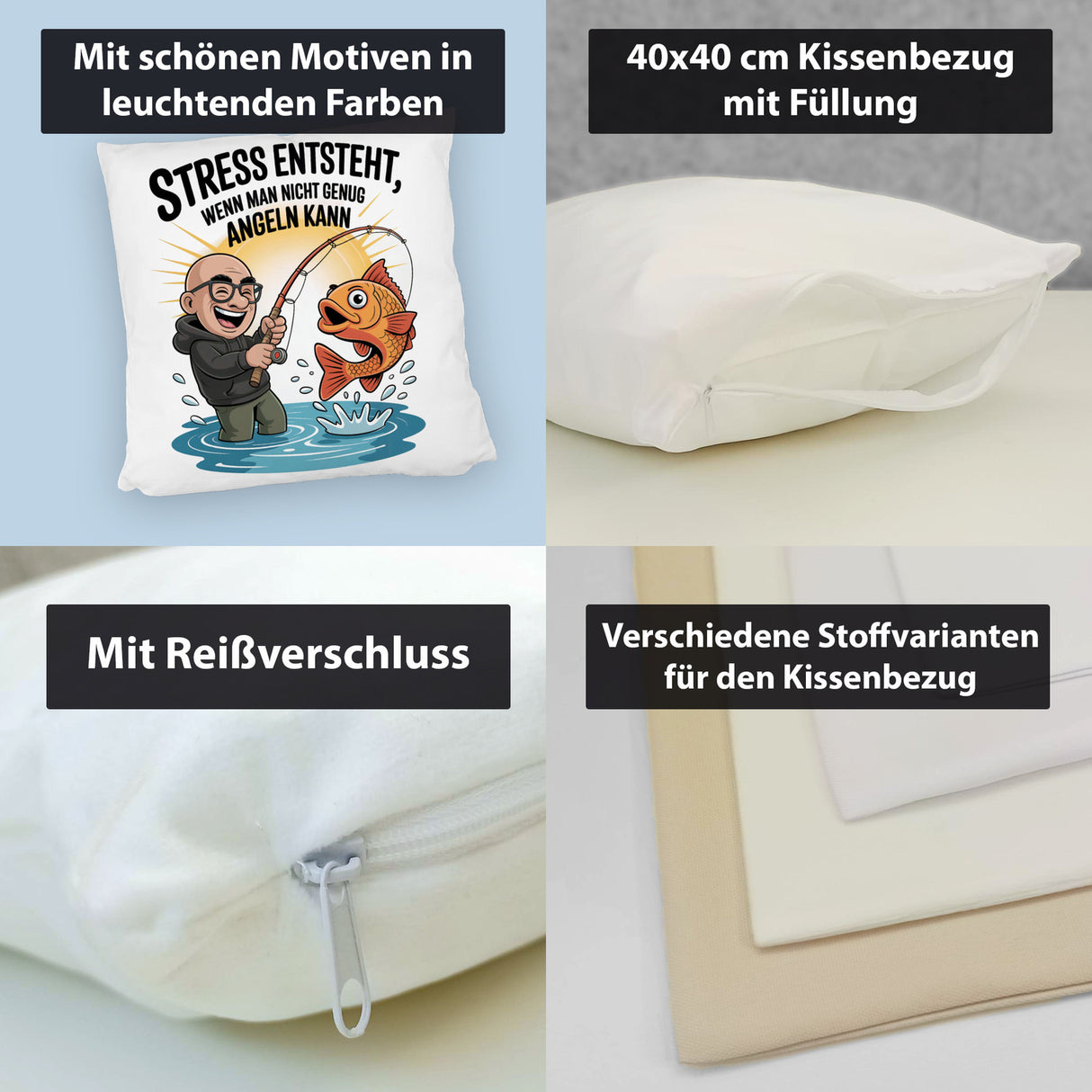 Fröhlicher Angler Spruch Kissen für Angelfans