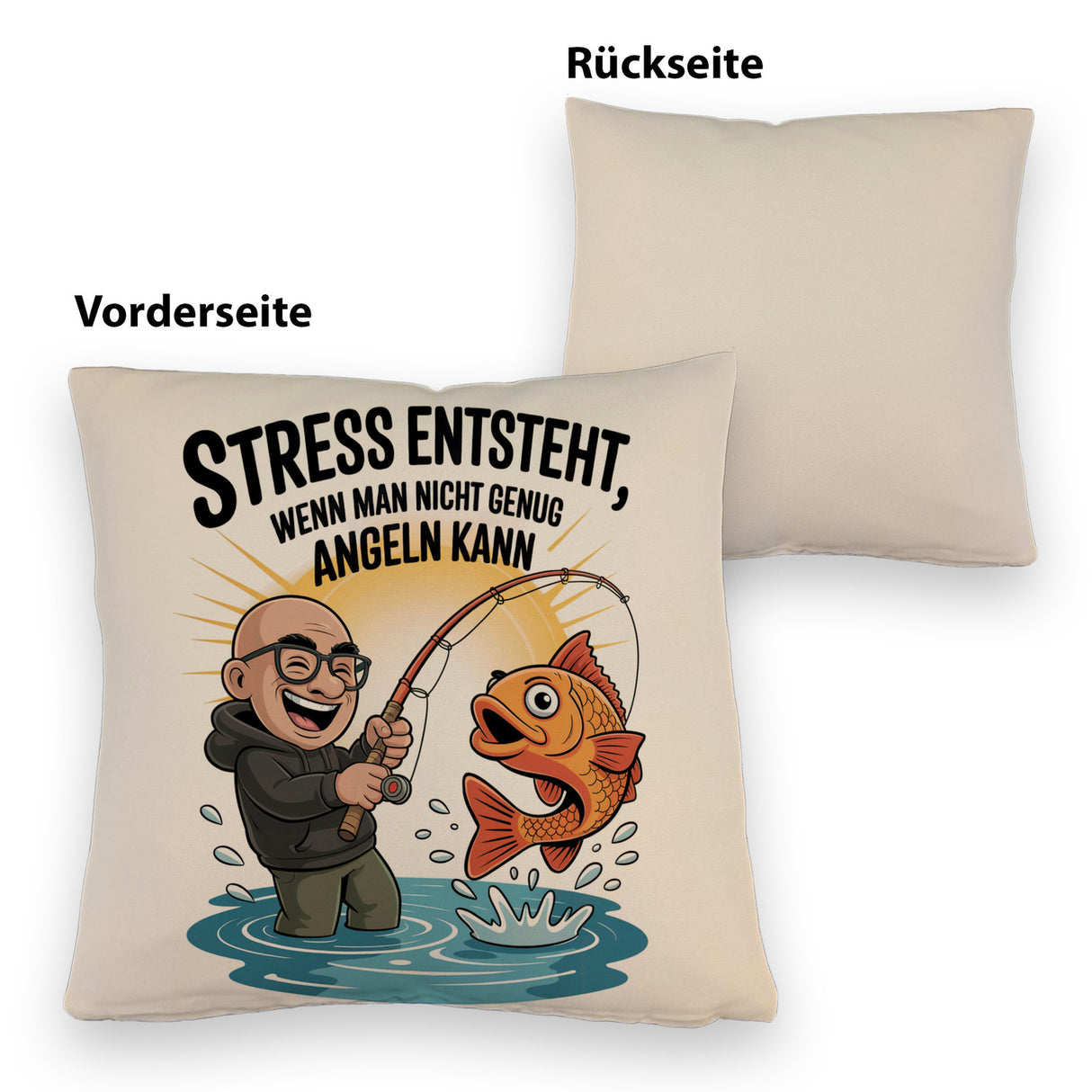 Fröhlicher Angler Spruch Kissen für Angelfans