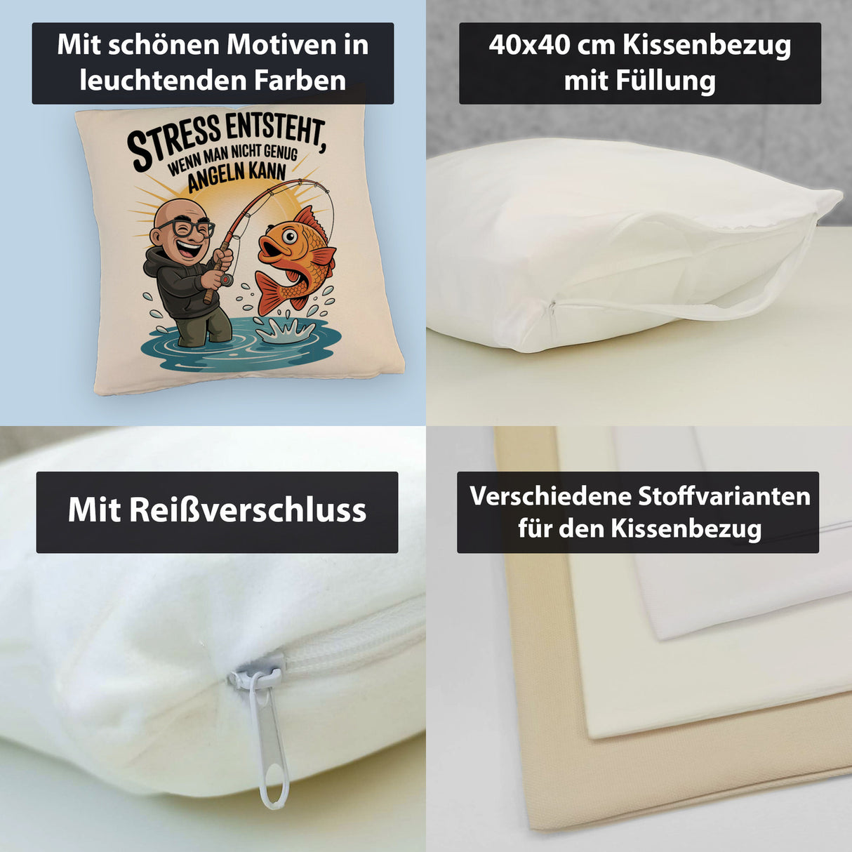 Fröhlicher Angler Spruch Kissen für Angelfans