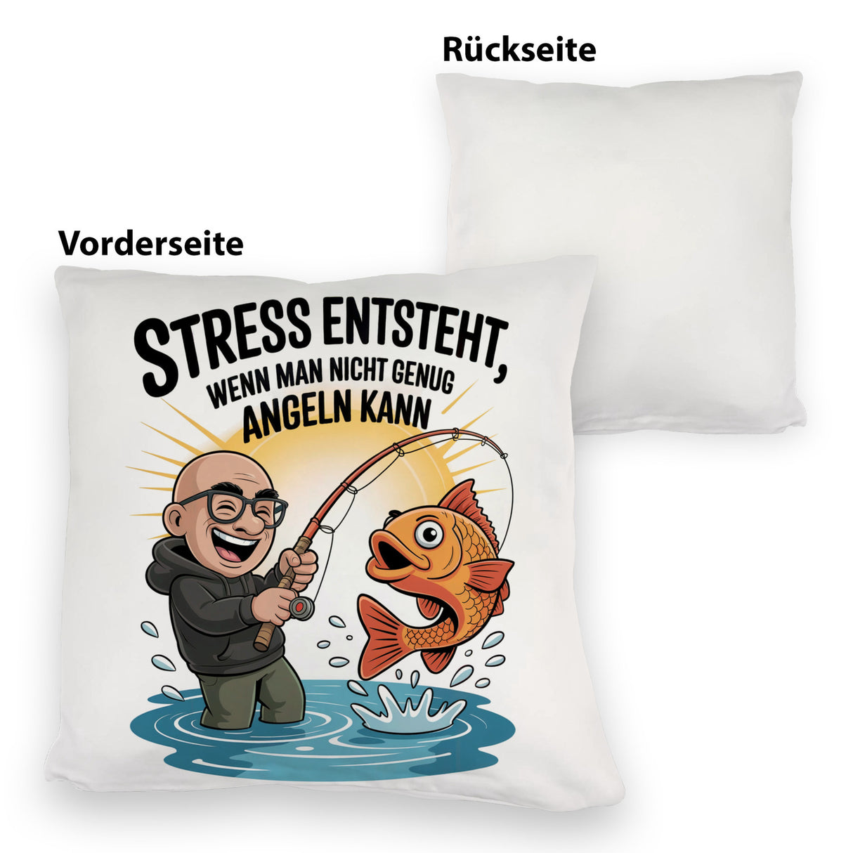 Fröhlicher Angler Spruch Kissen für Angelfans