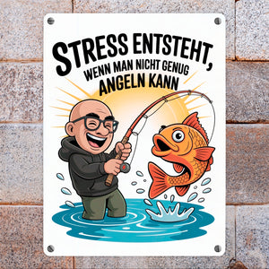 Fröhlicher Angler Spruch Metallschild in 15x20 cm für Angelfans