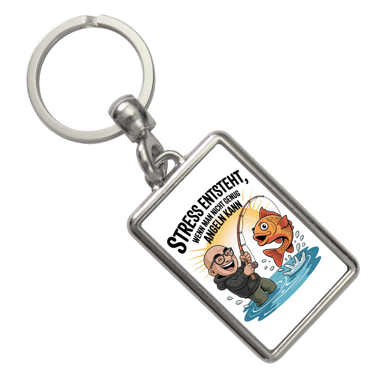 Fröhlicher Angler Spruch Schlüsselanhänger für Angelfans