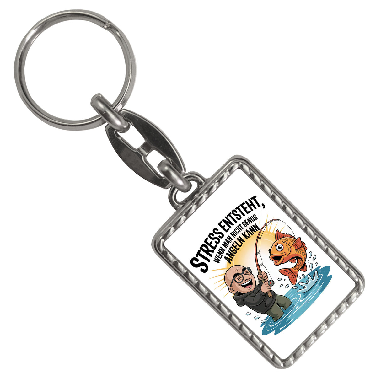 Fröhlicher Angler Spruch Schlüsselanhänger für Angelfans