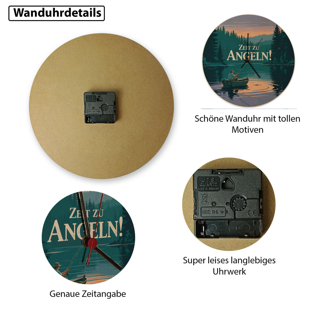 Angler am See - Zeit zu Angeln! Wanduhr