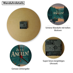 Angler am See - Zeit zu Angeln! Wanduhr