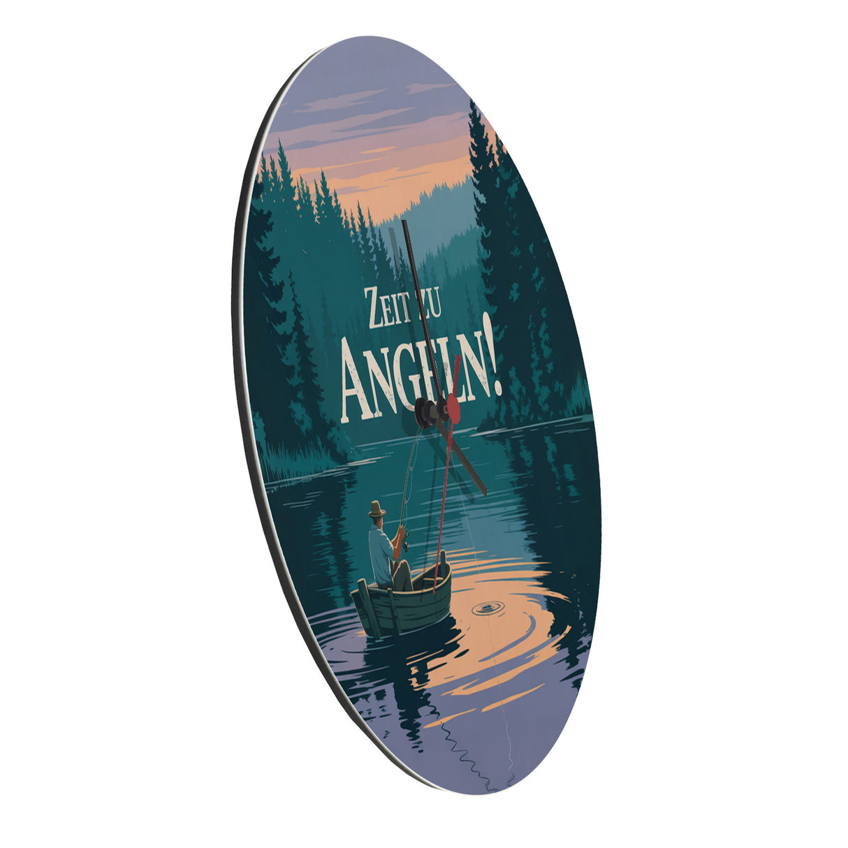 Angler am See - Zeit zu Angeln! Wanduhr