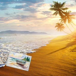 Meerweh statt Fernweh Blåvand Souvenir Souvenir Magnet mit Holzboot