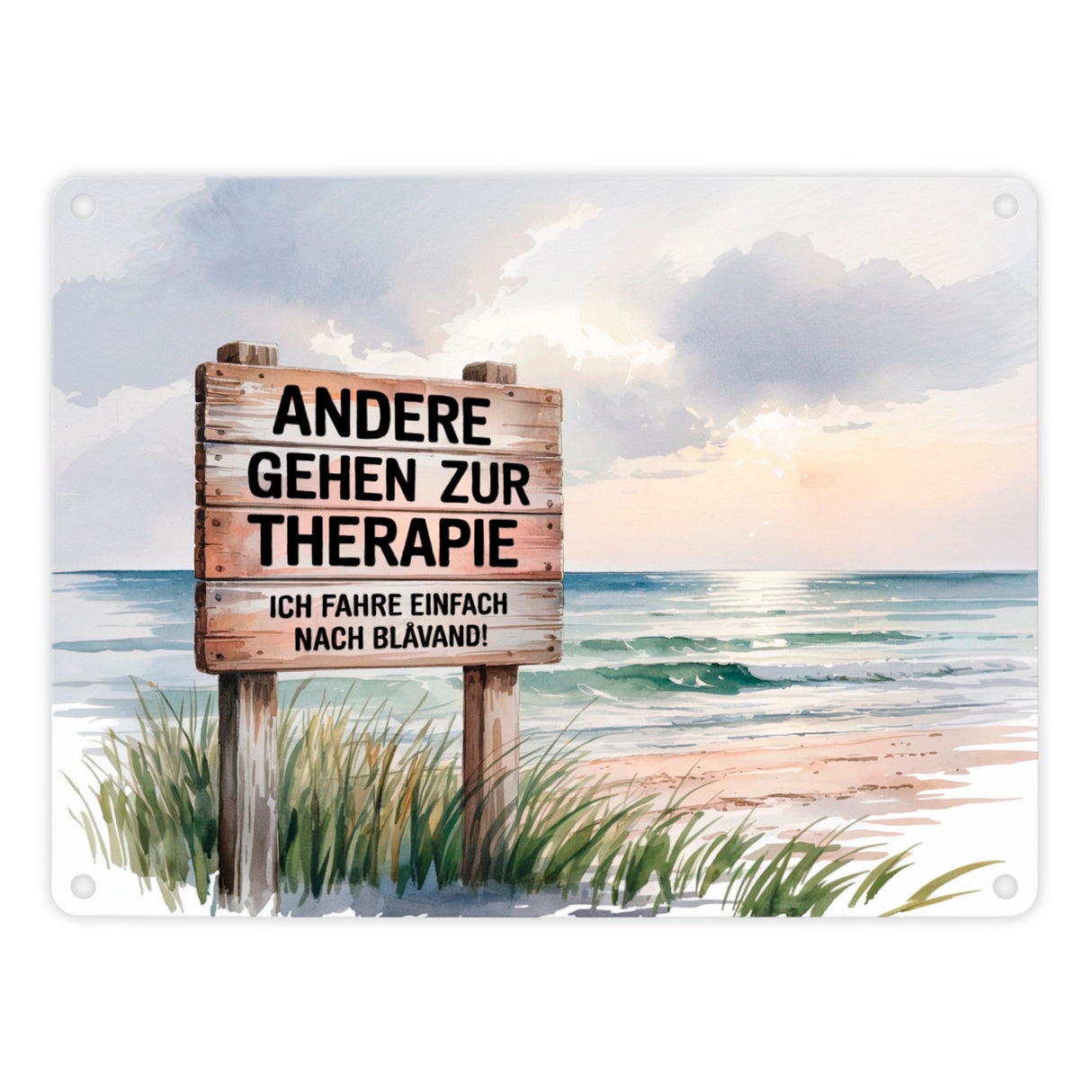 BLÅVAND statt Therapie Strandszene Metallschild in 15x20 cm