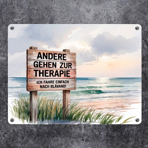 BLÅVAND statt Therapie Strandszene Metallschild in 15x20 cm