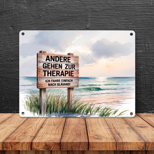 BLÅVAND statt Therapie Strandszene Metallschild in 15x20 cm