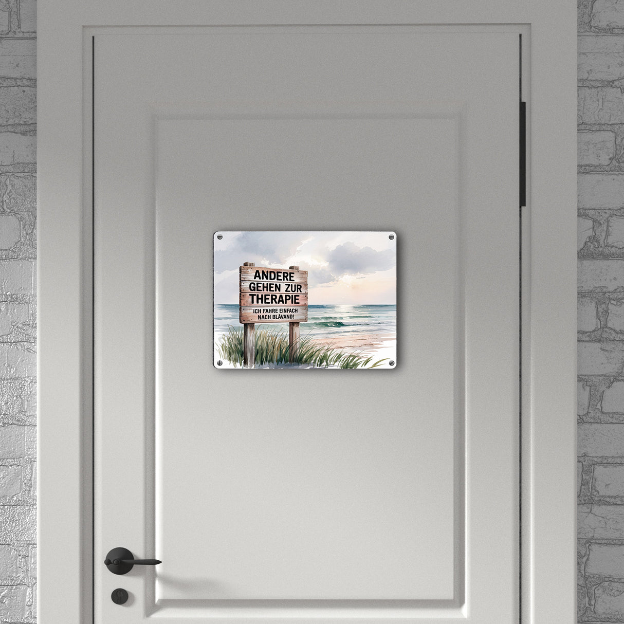 BLÅVAND statt Therapie Strandszene Metallschild in 15x20 cm