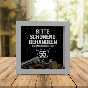 Wäschepflegeetikett Spardose bitte schonend behandeln wird 55