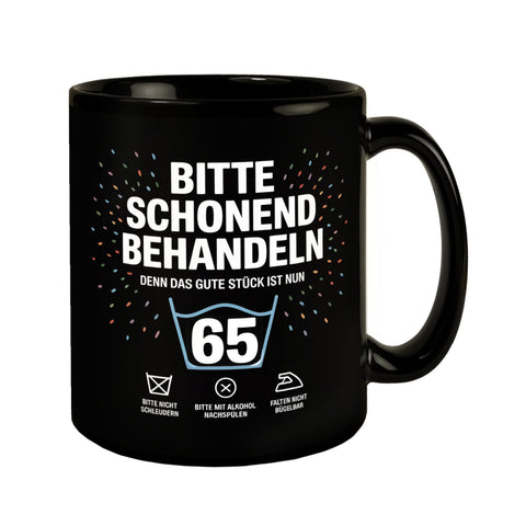Wäschepflegeetikett Kaffeebecher bitte schonend behandeln wird 65