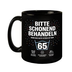 Wäschepflegeetikett Kaffeebecher bitte schonend behandeln wird 65