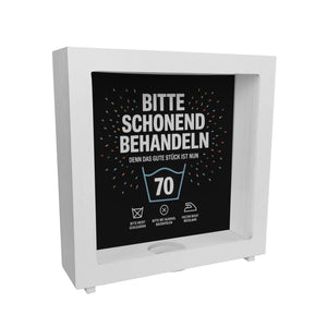 Wäschepflegeetikett Spardose bitte schonend behandeln wird 70