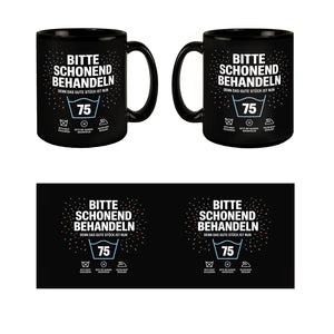 Wäschepflegeetikett Kaffeebecher bitte schonend behandeln wird 75
