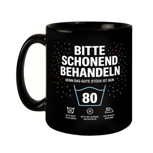 Wäschepflegeetikett Kaffeebecher bitte schonend behandeln wird 80