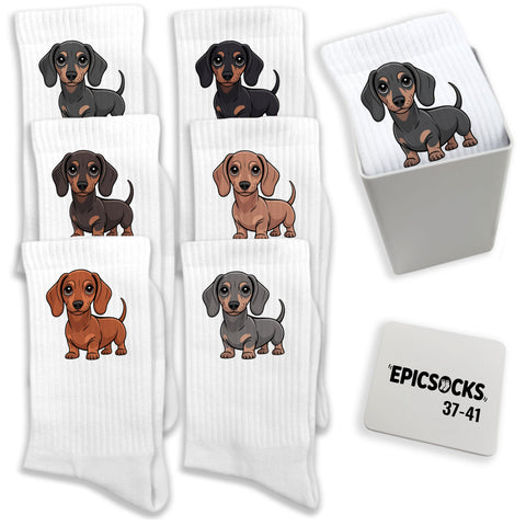 epicsocks Dackelliebe Socken in 37-41 im 6er Set in Geschenkdose im 6er Set in Geschenkbox