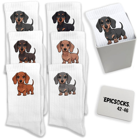 epicsocks Dackelliebe Socken in 42-46 im 6er Set in Geschenkdose im 6er Set in Geschenkbox