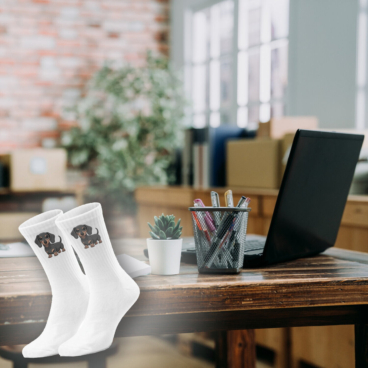 epicsocks Dackelliebe Dunkelgrauer Dackel Socken in 37-41 im Paar