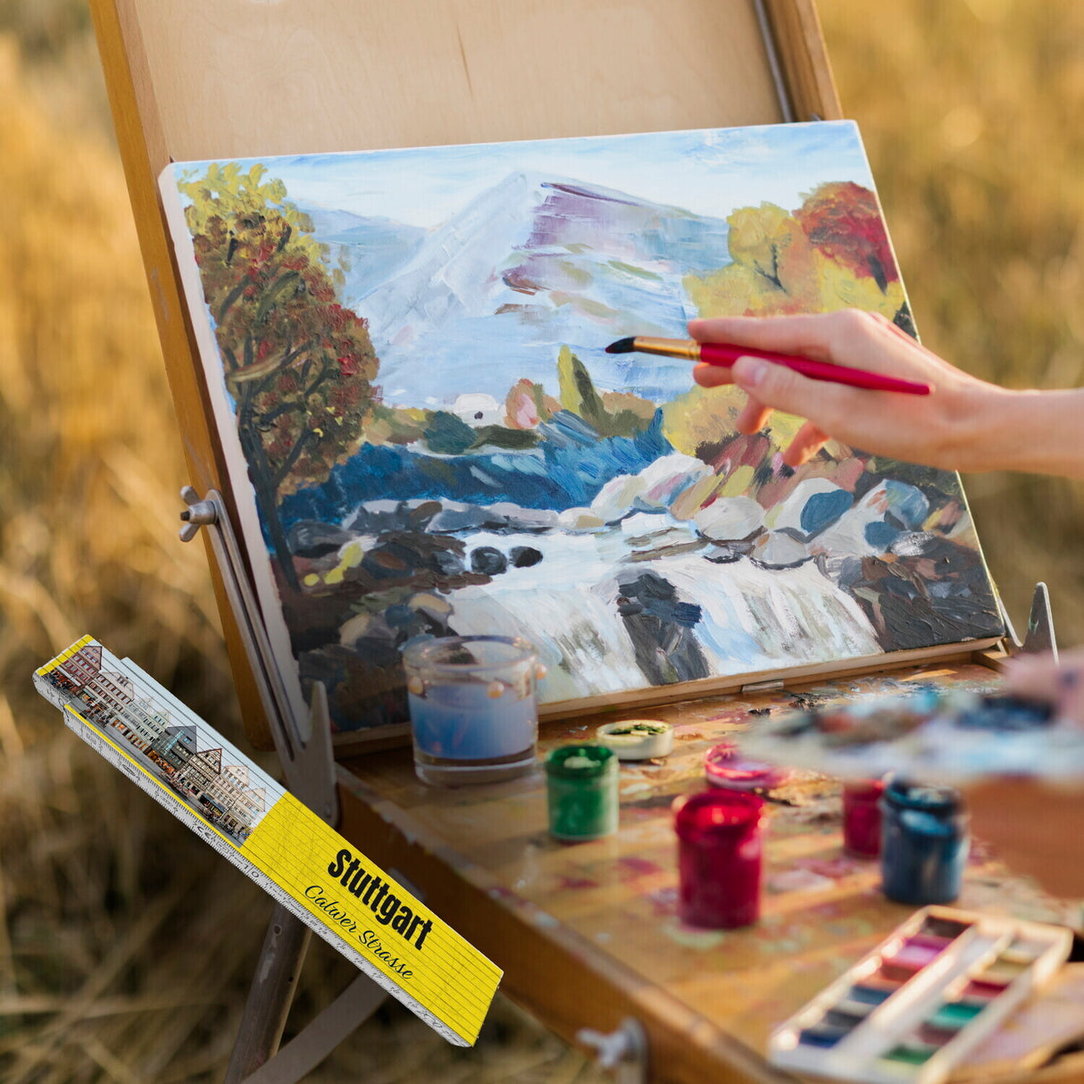 streetline Stuttgart Calwer Strasse Meterstab aus Holz