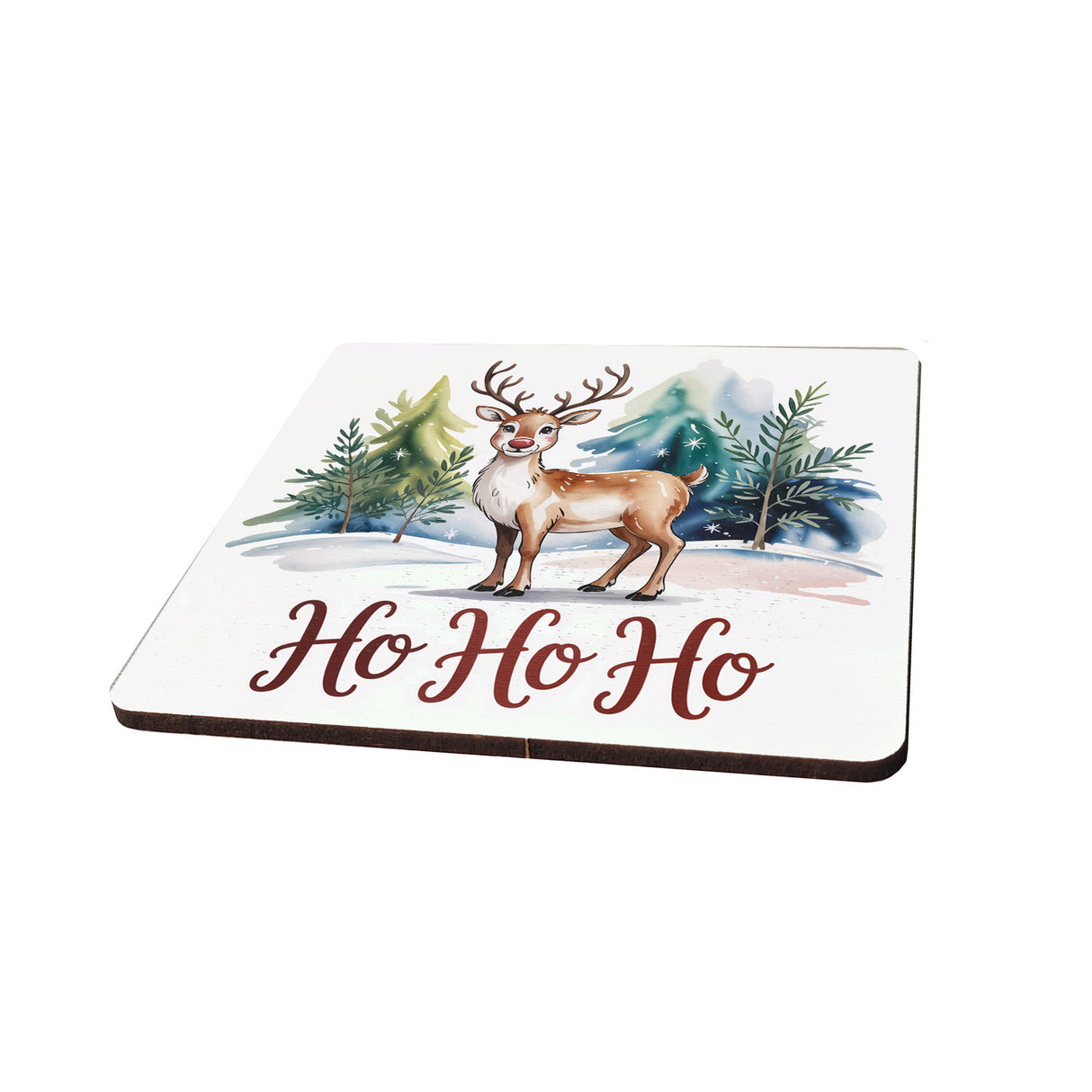 Weihnachten Rentier 6er Set Untersetzer aus Holz - Ho Ho Ho