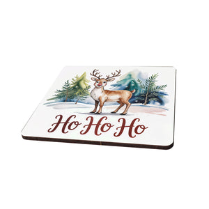 Weihnachten Rentier 6er Set Untersetzer aus Holz - Ho Ho Ho
